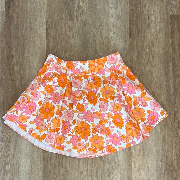 ASOS Orange and Pink Pleated Skater flare shorts - Picture 1 of 5